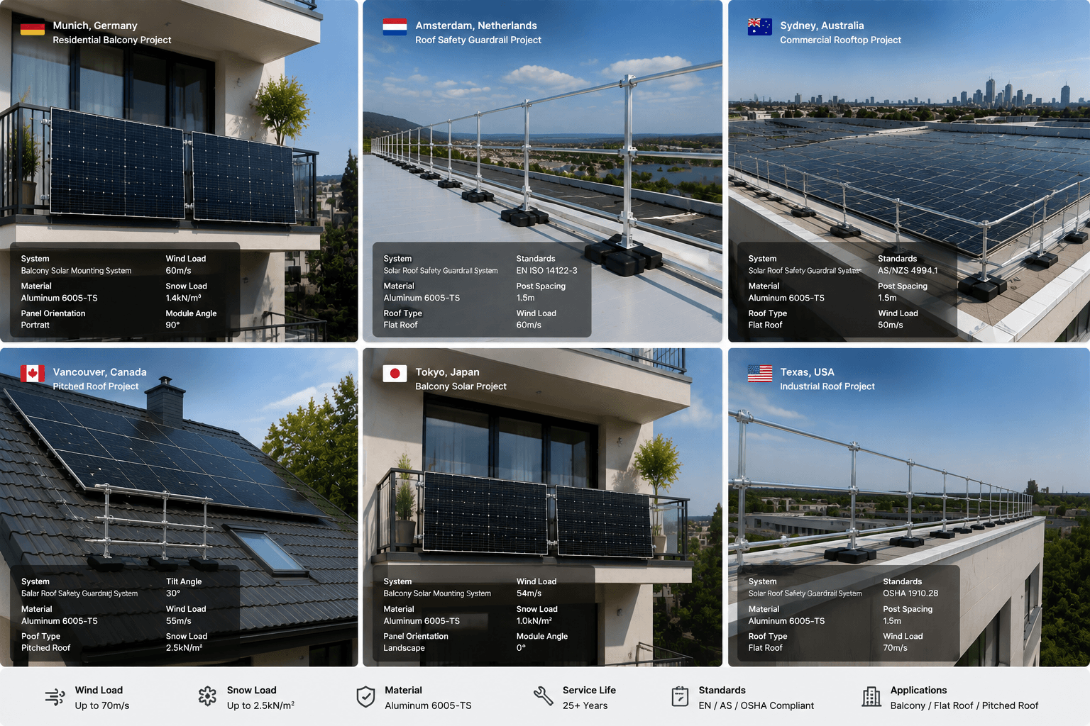 Global Projects - Solar Roof Safety Guardrail System Trusted Performance Worldwide
