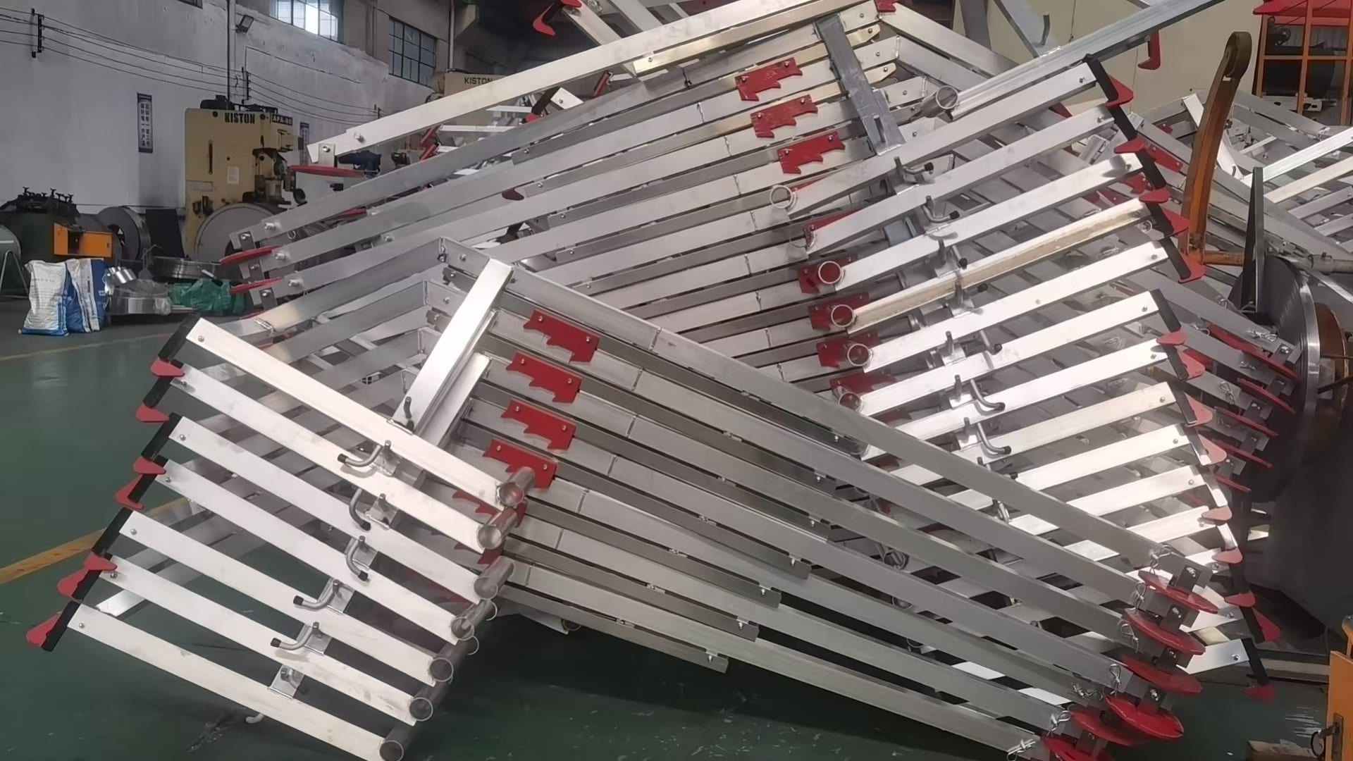 Aluminum roof safety railing close-up detail